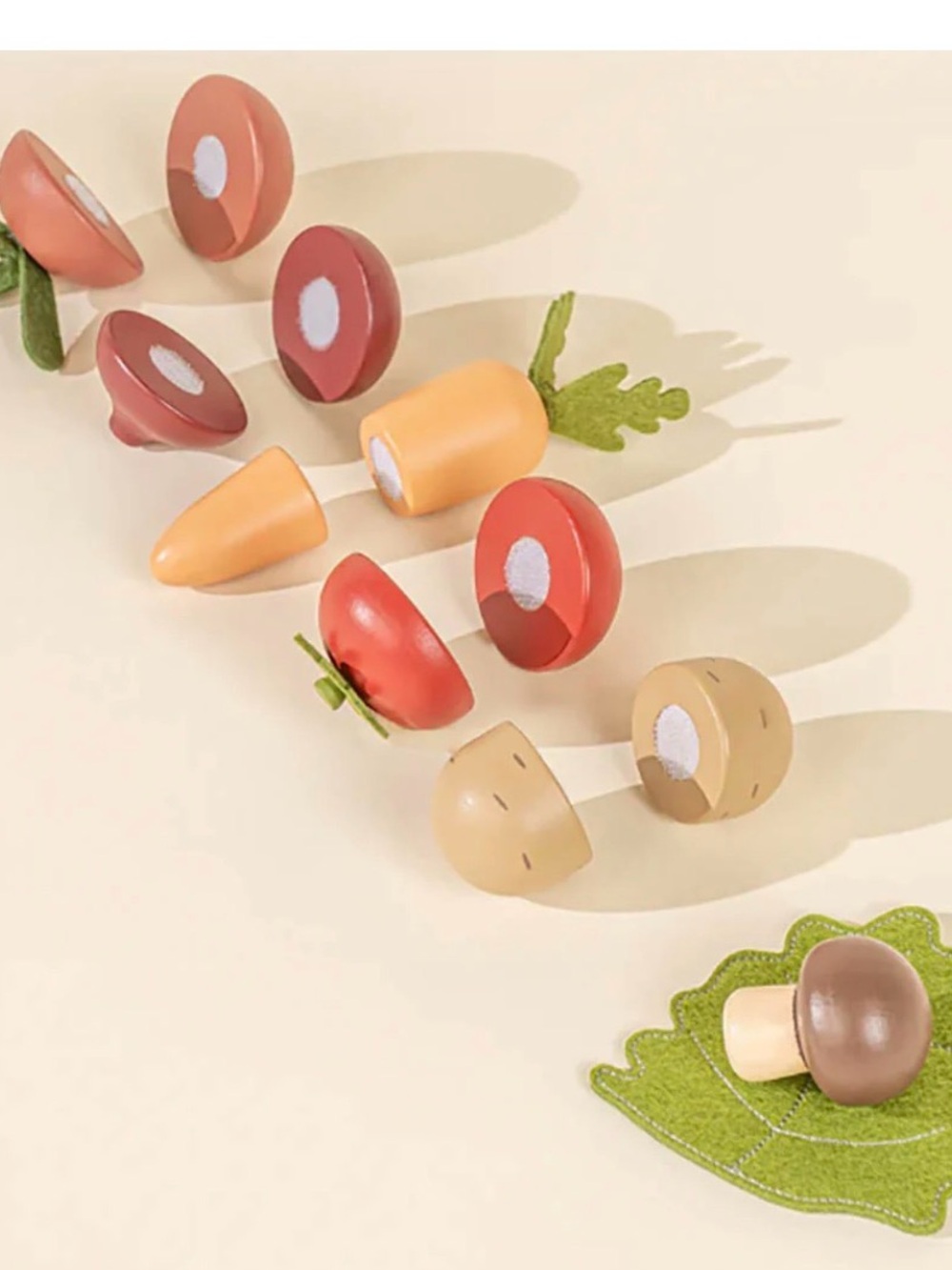 Coco Village Wooden Vegetable Play Set in Neutral & Green - Picture 3 of 3